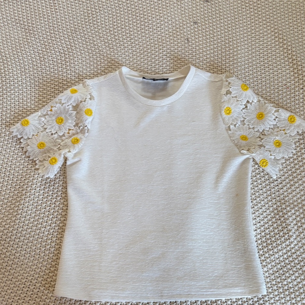 Alice Blue White Textured Top
